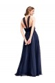 Comprar Azul Marino 21 línea A Halter Tul Largo Vestidos de dama de honor