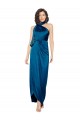 Comprar Azul Verde pavo real Cubierta Halter Cuello Alto Satén sedoso Largo Formales Vestidos de dama de honor / Vestidos de fiesta