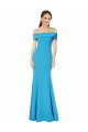 Comprar Azul Verde pavo real Cubierta Hombros Descubiertos Crepé Elástico Largo Formales Vestidos de dama de honor / Vestidos de fiesta