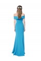 Comprar Azul Verde pavo real Cubierta Hombros Descubiertos Crepé Elástico Largo Formales Vestidos de dama de honor / Vestidos de fiesta