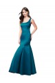 Comprar Azul Verde pavo real Sirena Barco Satén Largo Vestidos de dama de honor / Vestidos de fiesta