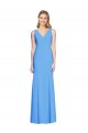 Comprar Azul Verde pavo real Trompeta Cuello en V Crepé Elástico Largo Vestidos de dama de honor / Vestidos de fiesta