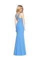 Comprar Azul Verde pavo real Trompeta Cuello en V Crepé Elástico Largo Vestidos de dama de honor / Vestidos de fiesta