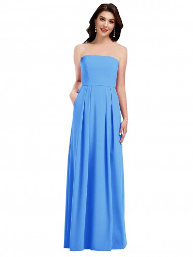 Comprar Azul Verde pavo real Trompeta Sin tirantes Crepé Elástico Largo Vestidos de dama de honor / Vestidos de fiesta