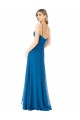 Comprar Azul Verde pavo real línea A Tirantes espagueti Gasa Largo Vestidos de dama de honor