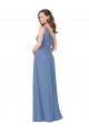 Comprar Azul Windsor Cubierta Un Hombre Gasa Largo Vestidos de dama de honor