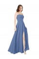 Comprar Azul Windsor línea A Sin tirantes Gasa Largo Vestidos de dama de honor
