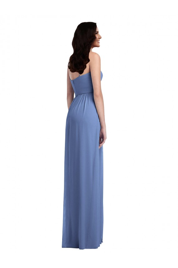 Comprar Azul Windsor línea A Tirantes espagueti Gasa Largo Vestidos de dama de honor