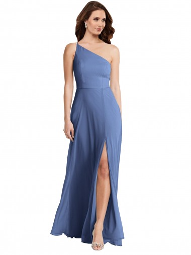 Comprar Azul Windsor línea A Un Hombre Gasa Largo Formales Vestidos de dama de honor / Vestidos de noche