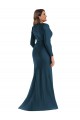 Comprar Azul atlántico Sirena Cuello en V Satén sedoso Largo Formales Vestidos de dama de honor / Vestidos de fiesta
