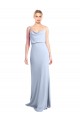 Comprar Azul cielo claro Cubierta Cuello Alto Crepé Elástico Largo Formales Vestidos de dama de honor / Vestidos de fiesta