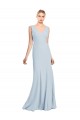Comprar Azul cielo claro Trompeta Cuello en V Crepé Elástico Largo Vestidos de dama de honor / Vestidos de fiesta