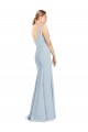 Comprar Azul cielo claro Trompeta Cuello en V Crepé Elástico Largo Vestidos de dama de honor / Vestidos de fiesta
