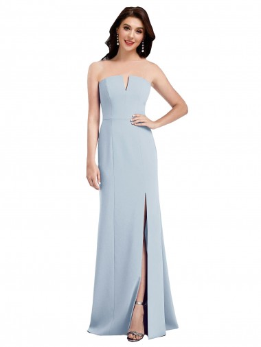 Comprar Azul cielo claro Trompeta Cuello en V Sin tirantes Crepé Elástico Largo Vestidos de dama de honor / Vestidos de fiesta
