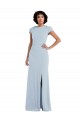 Comprar Azul cielo claro Trompeta Cuello joya Crepé Elástico Largo Vestidos de dama de honor