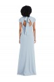 Comprar Azul cielo claro Trompeta Cuello joya Crepé Elástico Largo Vestidos de dama de honor
