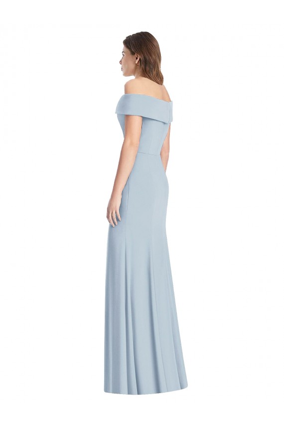 Comprar Azul cielo claro Trompeta Hombros Descubiertos Crepé Elástico Largo Vestidos de dama de honor / Vestidos de fiesta
