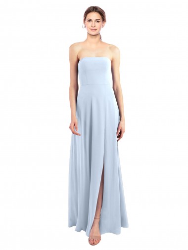 Comprar Azul cielo claro línea A Sin tirantes Gasa Largo Vestidos de dama de honor
