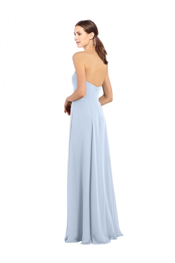Comprar Azul cielo claro línea A Sin tirantes Gasa Largo Vestidos de dama de honor