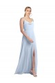 Comprar Azul cielo claro línea A Tirantes espagueti Gasa Largo Vestidos de dama de honor