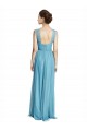Comprar Azul cielo línea A Tirantes espagueti Halter Cuello en V Tul Largo Vestidos de dama de honor