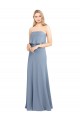 Comprar Azul humo Cubierta Cuello Alto Crepé Elástico Largo Formales Vestidos de dama de honor / Vestidos de fiesta