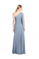 Comprar Azul humo Cubierta Un Hombre Crepé Elástico Largo Formales Vestidos de dama de honor / Vestidos de fiesta