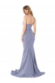 Comprar Azul humo Sirena Cuello de Corazón Sin tirantes Crepé Elástico Largo Formales Vestidos de dama de honor / Vestidos de fiesta