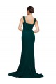Comprar Verde Midnight Cubierta Cuadrado Barrer tren Crepé Elástico Largo Vestidos de dama de honor / Vestidos de fiesta