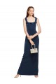 Comprar Azul marina oscuro Cubierta Cucharón Crepé Elástico Largo Formales Vestidos de dama de honor / Vestidos de fiesta