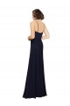 Comprar Azul marina oscuro Cubierta Cucharón Gasa Largo Vestidos de dama de honor
