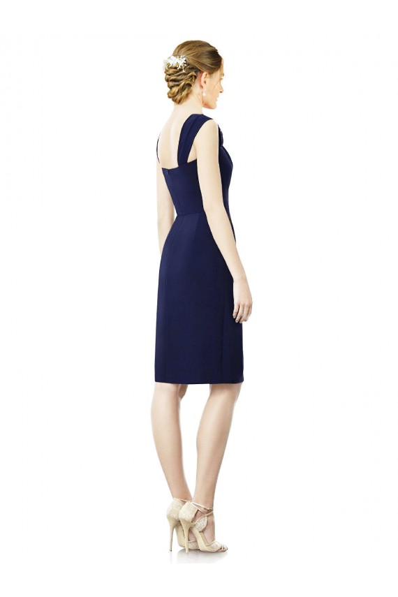 Comprar Azul marina oscuro Cubierta Cuello de Corazón Gasa Corto Vestidos de dama de honor