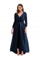 Comprar Azul marina oscuro Cuello en V Spandex Largo Asimétrico Formales Vestidos de dama de honor / Vestidos de fiesta
