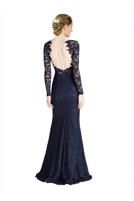 Comprar Azul marina oscuro Sirena Cuello de Corazón Encaje Largo Vestidos de dama de honor / Vestidos de fiesta