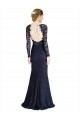 Comprar Azul marina oscuro Sirena Cuello de Corazón Encaje Largo Vestidos de dama de honor / Vestidos de fiesta