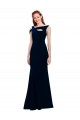 Comprar Azul marina oscuro Sirena Hombros Descubiertos Crepé Elástico Largo Formales Vestidos de dama de honor / Vestidos de fiesta