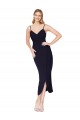 Comprar Azul marina oscuro Sirena Tirantes espagueti Crepé Elástico Corto Asimétrico Formales Vestidos de dama de honor / Vestidos de fiesta / Vestidos de cóctel