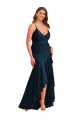 Comprar Azul marina oscuro Sirena Tirantes espagueti Satén sedoso Largo Asimétrico Formales Vestidos de dama de honor / Vestidos de fiesta