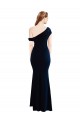 Comprar Azul marina oscuro Sirena Un Hombre Crepé Elástico Largo Formales Vestidos de dama de honor / Vestidos de fiesta