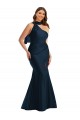 Comprar Azul marina oscuro Sirena Un Hombre Halter Satén sedoso Largo Formales Vestidos de dama de honor / Vestidos de fiesta