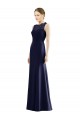 Comprar Azul marina oscuro Sirena Ilusión Gasa Encaje Largo Vestidos de dama de honor