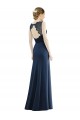 Comprar Azul marina oscuro Sirena Ilusión Gasa Encaje Largo Vestidos de dama de honor