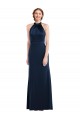 Comprar Azul marina oscuro Trompeta Cuello Alto Crepé Elástico Largo Vestidos de dama de honor / Vestidos de fiesta