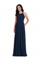Comprar Azul marina oscuro Trompeta Halter Crepé Elástico Largo Vestidos de dama de honor