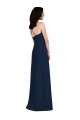 Comprar Azul marina oscuro Trompeta Halter Crepé Elástico Largo Vestidos de dama de honor