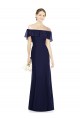 Comprar Azul marina oscuro Trompeta Hombros Descubiertos Gasa Largo Vestidos de dama de honor