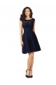 Comprar Azul marina oscuro línea A Barco Tul Encaje Corto Vestidos de dama de honor / Vestidos de cóctel