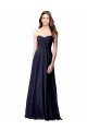 Comprar Azul marina oscuro línea A Cuello de Corazón Sin tirantes Gasa Largo Vestidos de dama de honor
