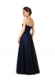 Comprar Azul marina oscuro línea A Cuello de Corazón Sin tirantes Tul Largo Vestidos de dama de honor