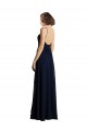 Comprar Azul marina oscuro línea A Cuello en V Gasa Largo Vestidos de dama de honor
